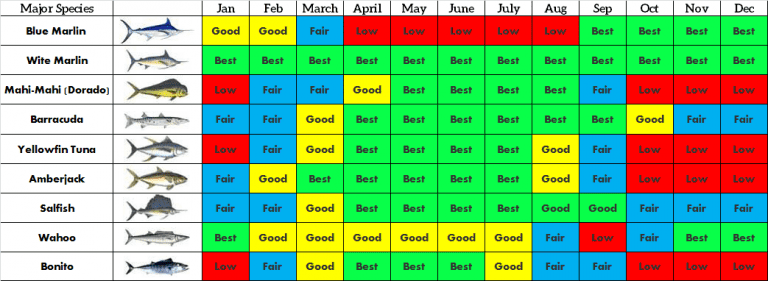 Fishing Calendar - Fishing Pro Exclusive Punta Cana
